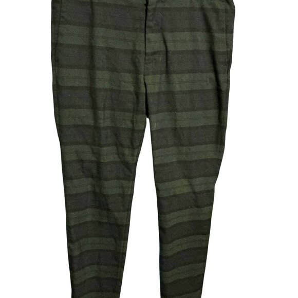 H&M Women's Pants Size 32R Skinny fit Coupe Modulated Black /green Stripe - Picture 1 of 4
